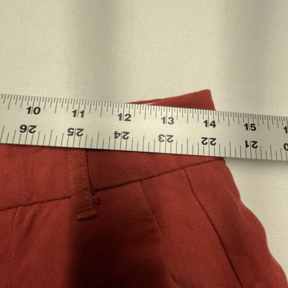Zara Women's Linen‎ Blend Pants Medium Wide Leg Red